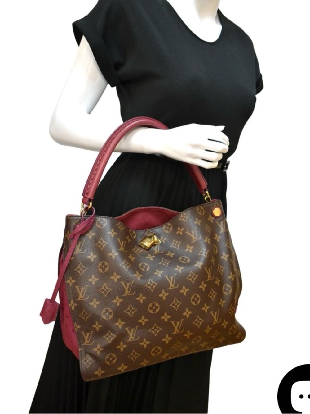 Louis Vuitton Monogram Shoulder Bag with Pink Trim
